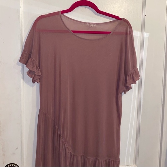 The Buckle Grehy Mauve Pink Sheer Mesh Tunic Top Size Small - Picture 3 of 11
